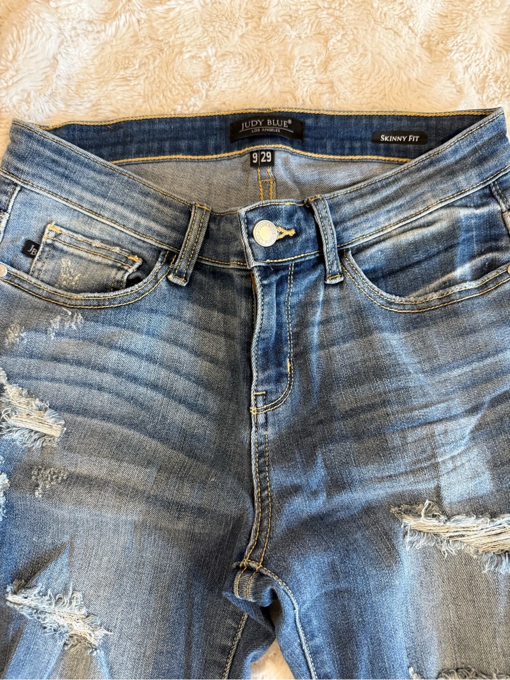 Judy Blue Distressed Skinny Jeans - Medium Blue - Picture 3 of 6